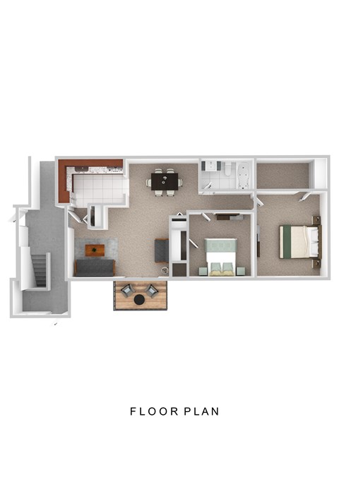 Floor plan for 2 beds, 1 bath, 900 sqft